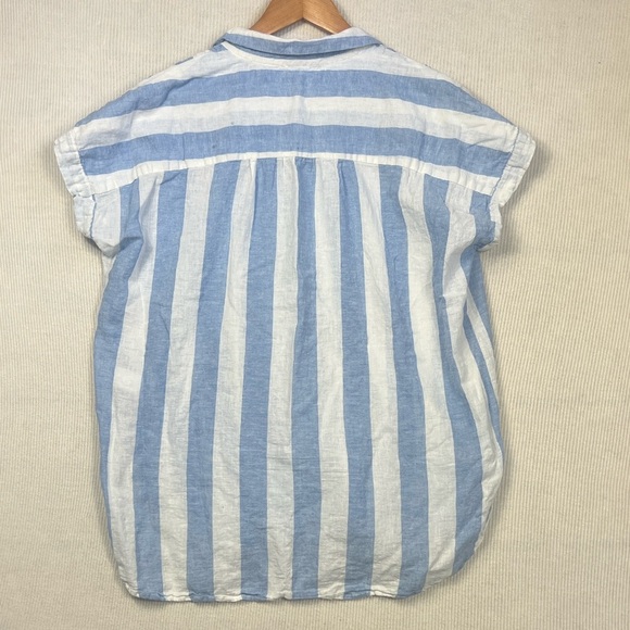 Beachlunchlounge Size XL Linen Blend Striped Top Blouse Button Front Nautical - Picture 6 of 6